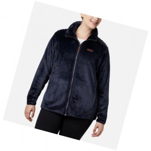 Dámské Bundy Columbia Fire Side II Plush Full Zip Fleece Plus Size Tmavě Blankyt | KQYP-17692