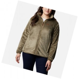 Dámské Bundy Columbia Fire Side II Plush Full Zip Fleece Plus Size Šedé Zelene | GHFJ-14389