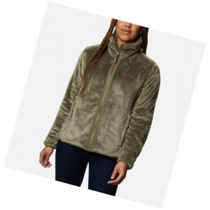 Dámské Bundy Columbia Fire Side II Sherpa Full Zip Fleece Šedé Zelene | NRBV-12607