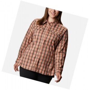 Dámské Košile Columbia Silver Ridge Lite Plaid Long Sleeve Plus Size Růžové | NDSM-80236