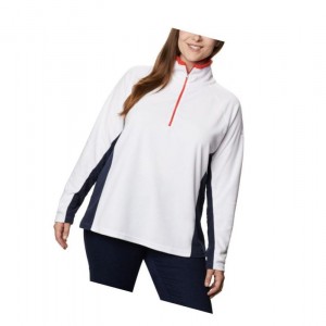 Dámské Mikina Columbia Glacial IV 1/2 Zip Plus Size Bílé Tmavě Blankyt | BXKQ-10853