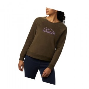 Dámské Mikina Columbia Hart Mountain Long Sleeve Graphic Crew Olivy Zelené | OJEM-35749