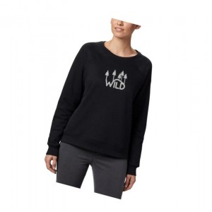 Dámské Mikina Columbia Hart Mountain Long Sleeve Graphic Crew Černé | BTRF-26718