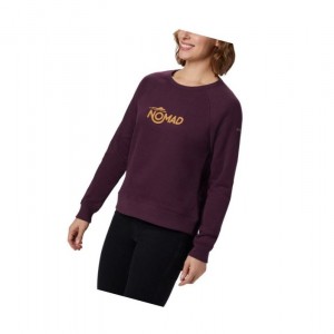 Dámské Mikina Columbia Hart Mountain Long Sleeve Graphic Crew Černé Růžové | BNIS-75362