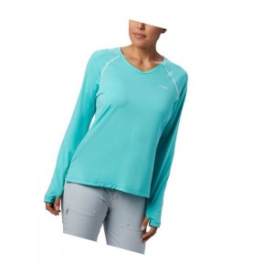 Dámské Mikina Columbia PFG Tamiami Heather Knit Long Sleeve Bílé | ZNXY-72168