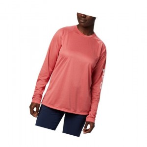 Dámské Mikina Columbia PFG Tidal Heather Long Sleeve Červené Bílé | EDBM-91703