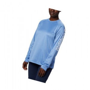 Dámské Mikina Columbia PFG Tidal Heather Long Sleeve Blankyt Bílé | BADV-91260