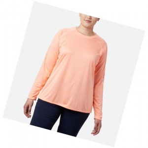 Dámské Mikina Columbia PFG Tidal II Long Sleeve Plus Size Růžové Bílé | ZEFJ-31809