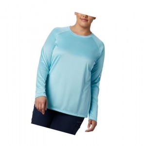 Dámské Mikina Columbia PFG Tidal II Long Sleeve Plus Size Blankyt Bílé | GHKC-95617