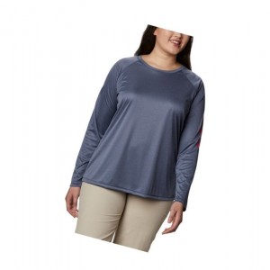 Dámské Mikina Columbia Tidal Heather Long Sleeve Tmavě Blankyt Červené | VHQD-10542