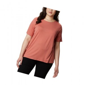 Dámské Tričko Columbia Essential Elements Short Sleeve Plus Size Tmavě Koralove | VMNA-32690