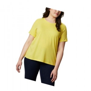 Dámské Tričko Columbia Solar Shield Short Sleeve Plus Size Žluté | IDUE-45739