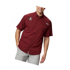 Pánské Košile Columbia Collegiate PFG Tamiami Short Sleeve - Florida State Tmavě Červené | ROCV-70839