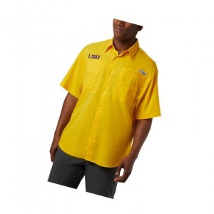 Pánské Košile Columbia Collegiate PFG Tamiami Short Sleeve - LSU Žluté | PVBZ-63482