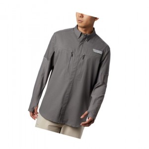 Pánské Košile Columbia PFG Force XII Zero Long Sleeve Hybrid Šedé | WFKS-12950