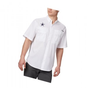 Pánské Košile Columbia PFG Tamiami Short Sleeve - Dallas Cowboys Bílé | SCBK-63759