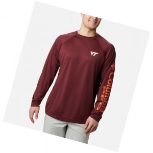 Pánské Mikina Columbia Collegiate PFG Terminal Tackle Long Sleeve - Virginia Tech Tmavě Vínové Hnědé Oranžové | YLZV-63795