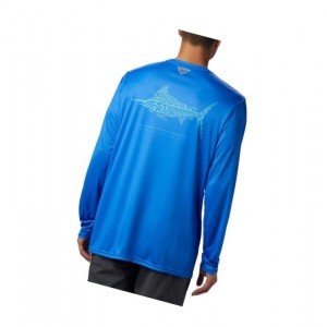 Pánské Mikina Columbia PFG Terminal Tackle Tribal Fish Long Sleeve Blankyt | SUMV-47051