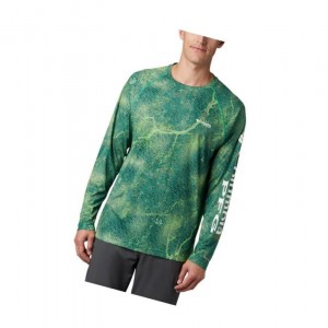 Pánské Mikina Columbia Super Terminal Tackle Long Sleeve Světle Zelene Hnědé | HWLZ-60835