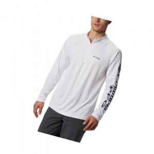 Pánské Pulovr Columbia PFG Terminal Tackle 1/4 Zip Bílé | YSPI-03158