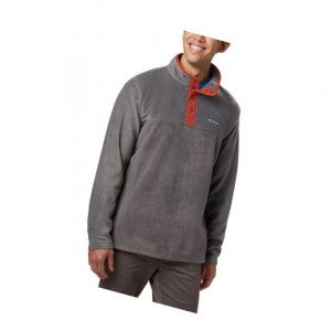 Pánské Pulovr Columbia Steens Mountain Half Snap Fleece Tmavě Šedé Červené | YCDQ-25840