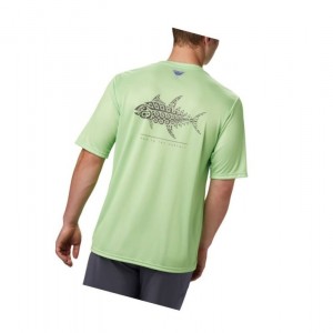 Pánské Tričko Columbia PFG Terminal Tackle Tribal Fish Short Sleeve Světle Zelene | VXNZ-08631