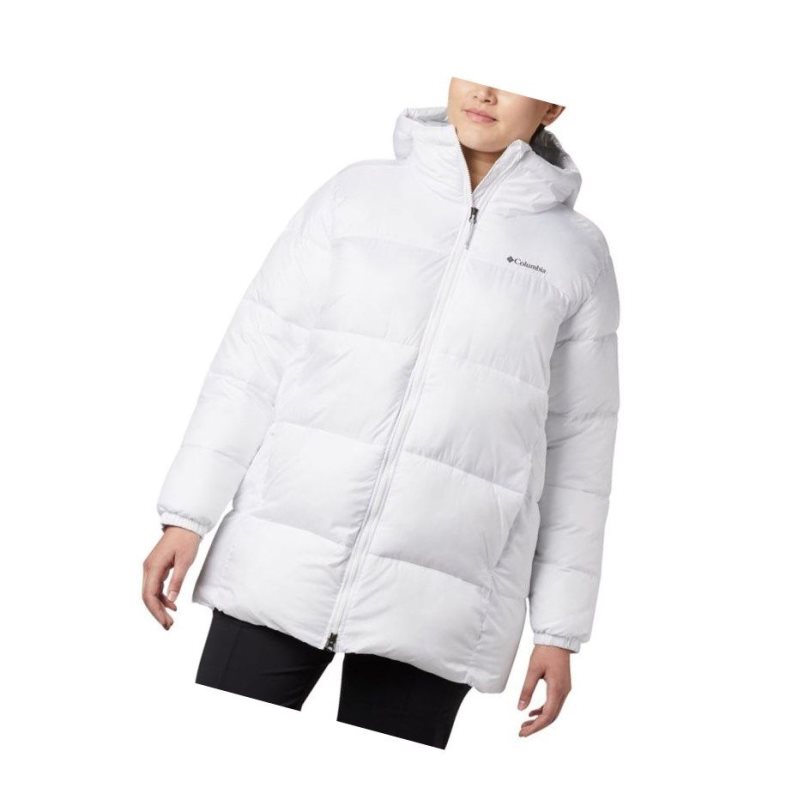 Dámské Bundy Columbia Puffect Mid Hooded Bílé | GKLA-79623