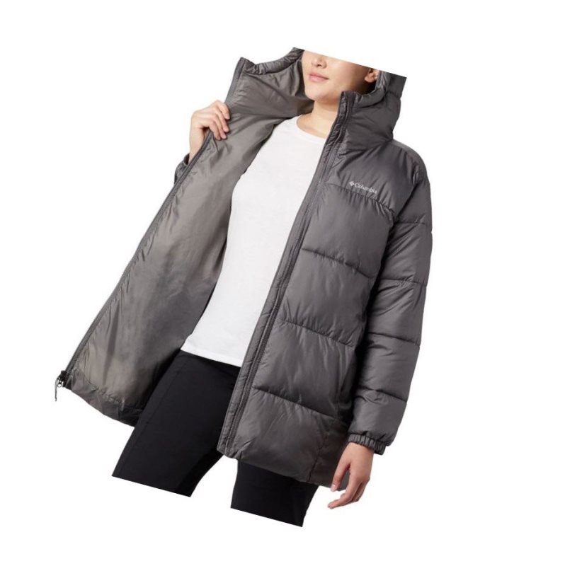 Dámské Bundy Columbia Puffect Mid Hooded Šedé | FSDE-04935