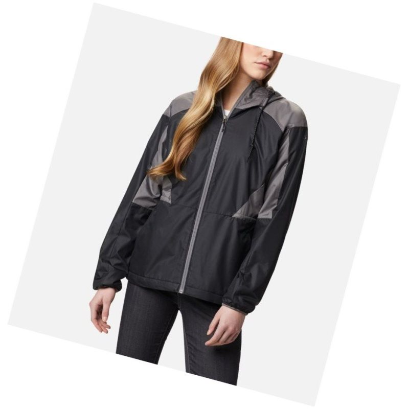 Dámské Bundy Columbia Side Hill Lined Windbreaker Černé Šedé | CVMU-87051