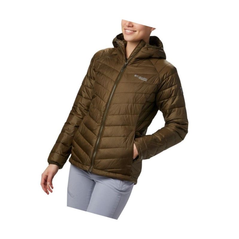 Dámské Bundy Columbia Snow Country Hooded Olivy Zelené | UKIS-68741