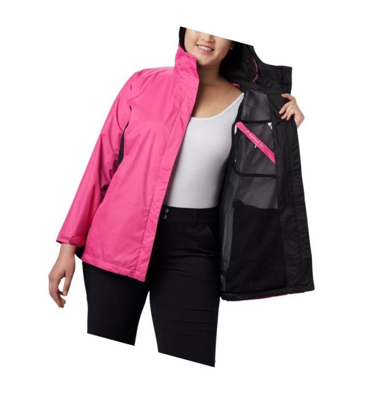 Dámské Bundy Columbia Tested Tough in Pink Rain II Plus Size Růžové Černé | YCHU-85614