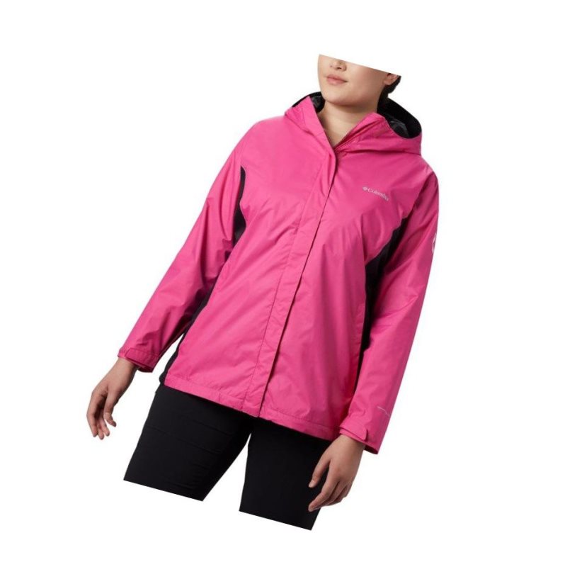 Dámské Bundy Columbia Tested Tough in Pink Rain II Plus Size Růžové Černé | YCHU-85614