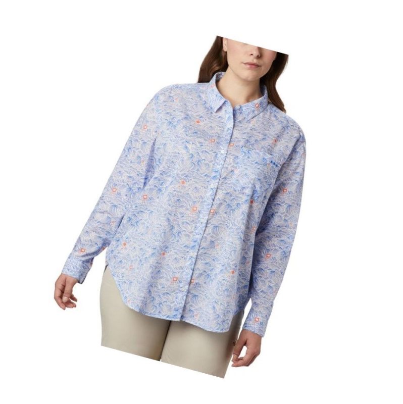 Dámské Košile Columbia PFG Sun Drifter II Long Sleeve Plus Size Blankyt | PHZA-03248