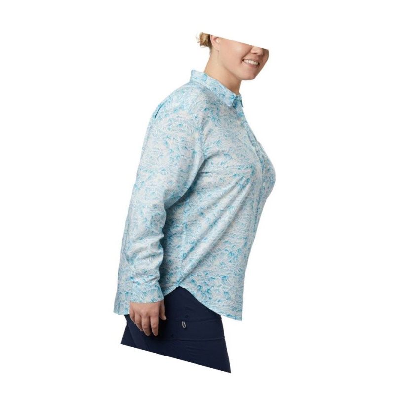 Dámské Košile Columbia PFG Sun Drifter II Long Sleeve Plus Size Blankyt | DZVH-40312