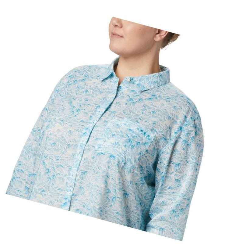 Dámské Košile Columbia PFG Sun Drifter II Long Sleeve Plus Size Blankyt | DZVH-40312