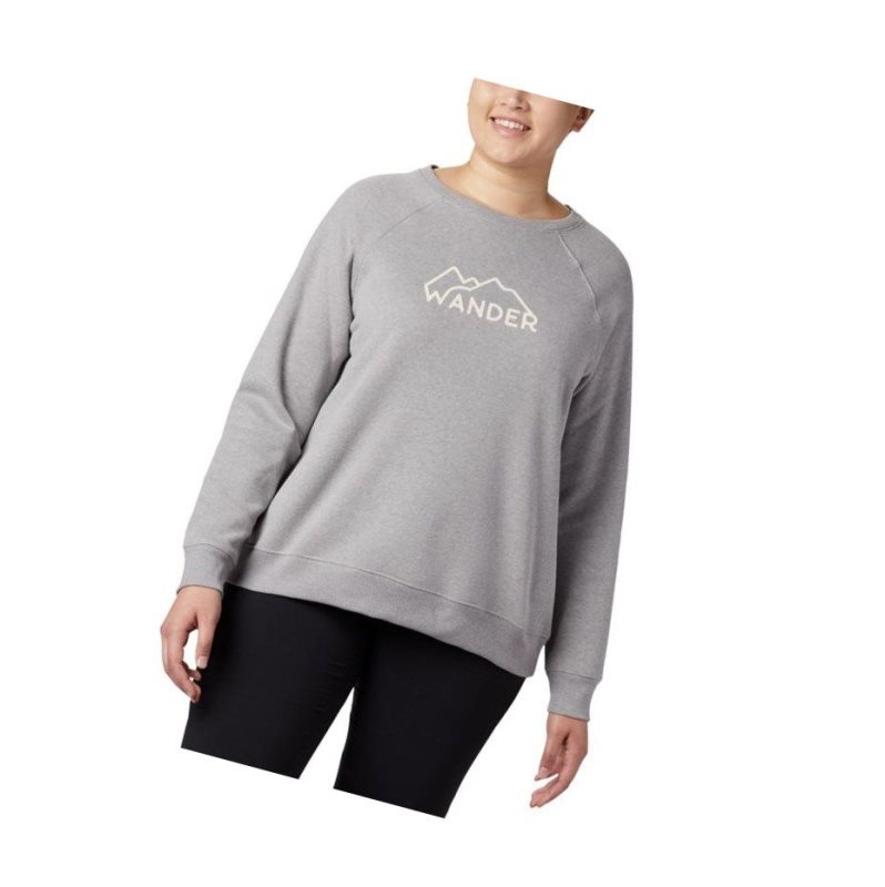 Dámské Mikina Columbia Hart Mountain Long Sleeve Graphic Crew Plus Size Šedé | ZDKA-29513