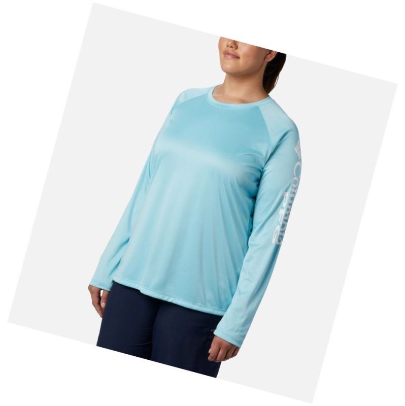 Dámské Mikina Columbia PFG Tidal II Long Sleeve Plus Size Blankyt Bílé | GHKC-95617