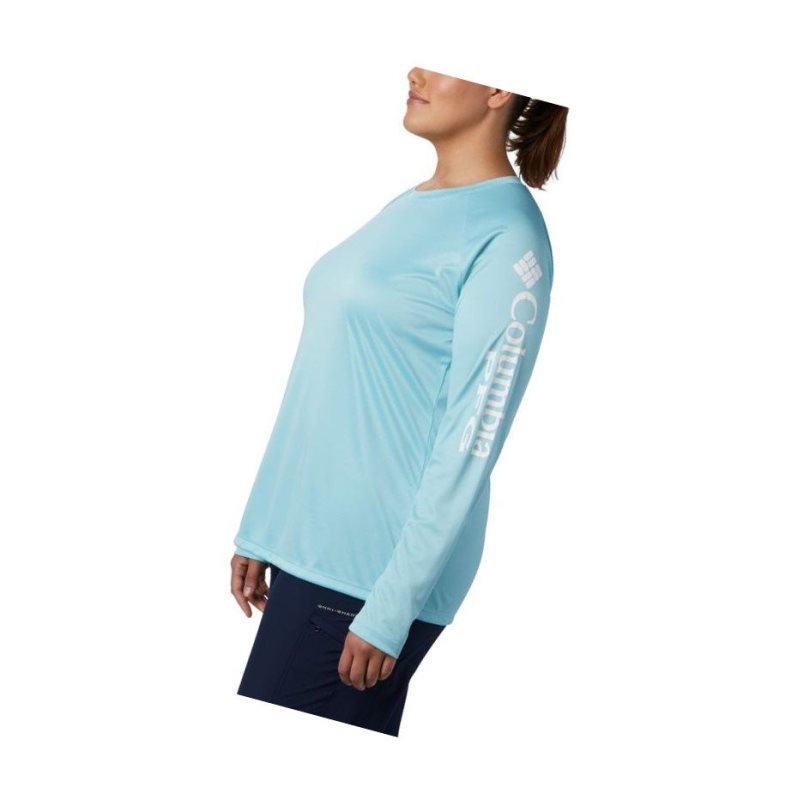 Dámské Mikina Columbia PFG Tidal II Long Sleeve Plus Size Blankyt Bílé | GHKC-95617