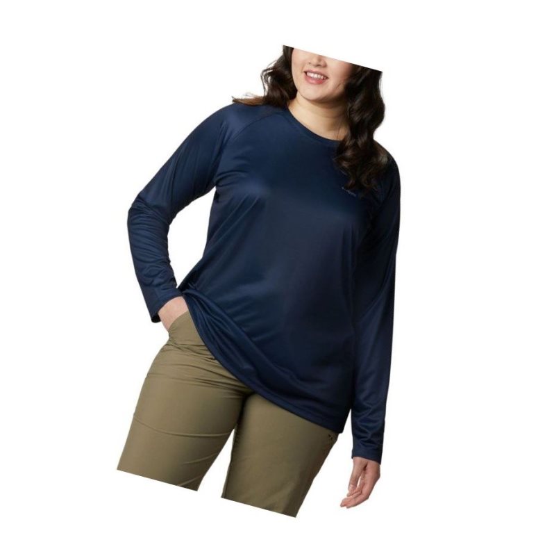 Dámské Mikina Columbia PFG Tidal Long Sleeve Printed Fish Plus Size Tmavě Blankyt Bílé | ARGV-81609