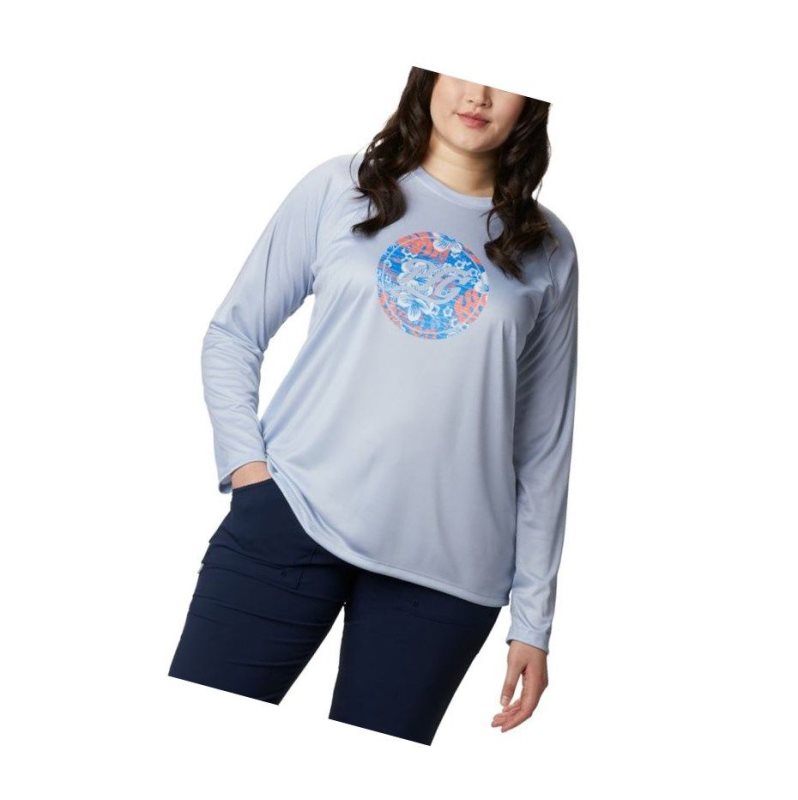 Dámské Mikina Columbia PFG Tidal Printed Medallion Long Sleeve Plus Size Šedé Blankyt | ULYS-24368