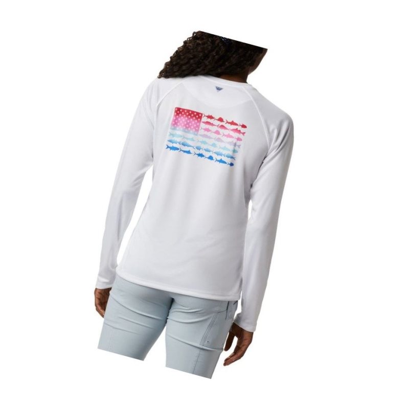 Dámské Mikina Columbia Tidal PFG Fish Flag Long Sleeve Bílé Červené | YSXN-32576