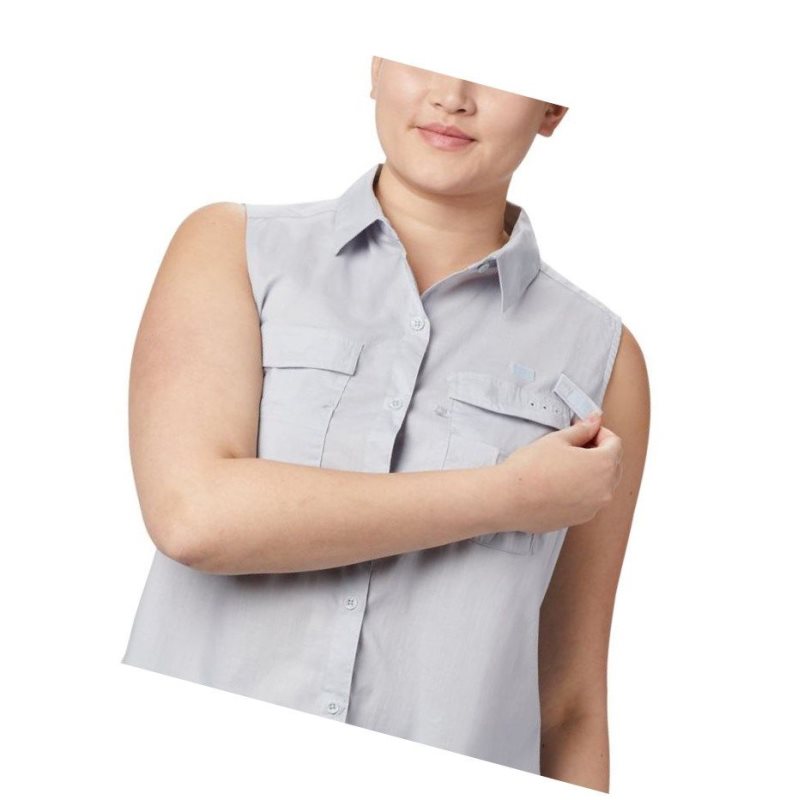 Dámské Tričko Columbia PFG Bonehead Stretch Sleeveless Plus Size Šedé | DWKF-47861