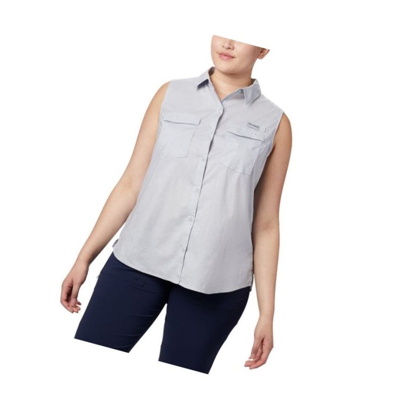 Dámské Tričko Columbia PFG Bonehead Stretch Sleeveless Plus Size Šedé | DWKF-47861