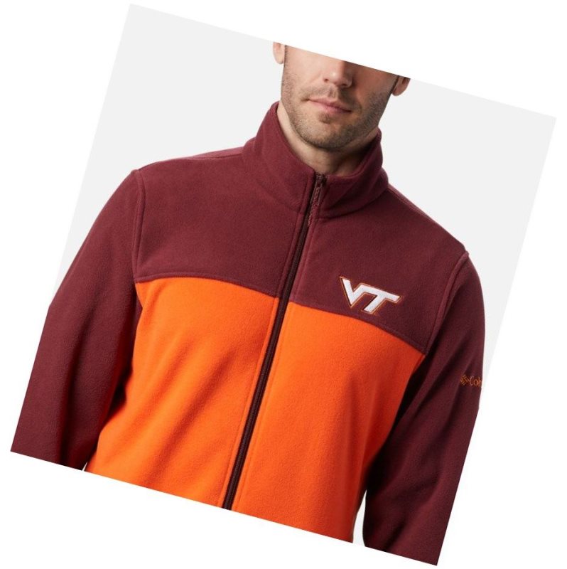 Pánské Bundy Columbia Collegiate Flanker III Fleece - Virginia Tech Tmavě Vínové Hnědé Oranžové | VRYG-38256