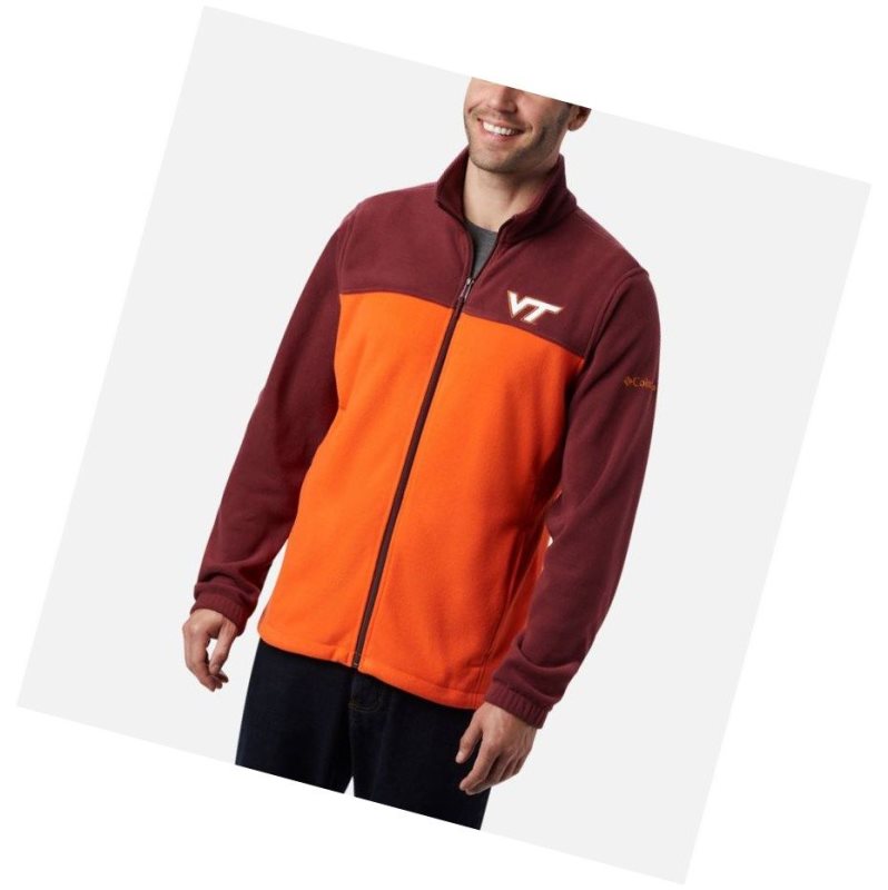 Pánské Bundy Columbia Collegiate Flanker III Fleece - Virginia Tech Tmavě Vínové Hnědé Oranžové | VRYG-38256