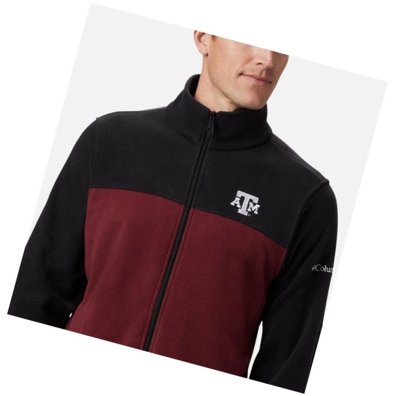 Pánské Bundy Columbia Collegiate Flanker III Fleece - Texas A&M Černé Tmavě Vínové | KIXP-23047