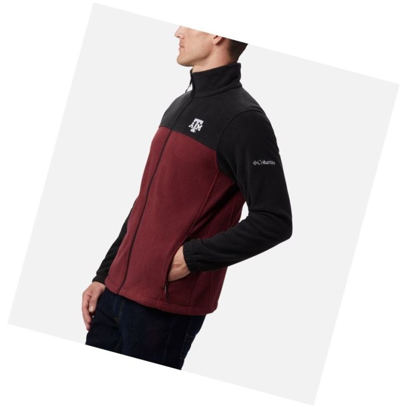 Pánské Bundy Columbia Collegiate Flanker III Fleece - Texas A&M Černé Tmavě Vínové | KIXP-23047