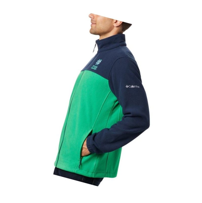 Pánské Bundy Columbia Collegiate Flanker III Fleece - Notre Dame Tmavě Blankyt Zelene | GTFU-65830