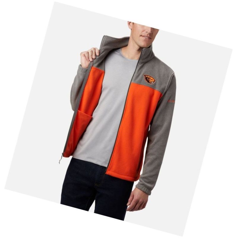 Pánské Bundy Columbia Collegiate Flanker III Fleece - Oregon State Šedé Hnědé Oranžové | ZUNV-01956