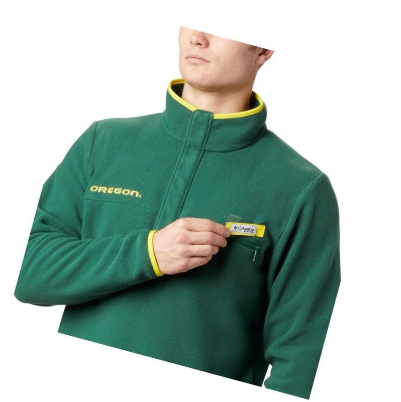 Pánské Bundy Columbia Collegiate PFG Harborside Fleece - Oregon Zelene | RDEP-84213